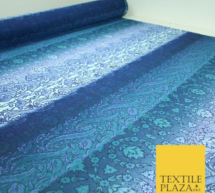 John Kaldor Blue Ombre Crinkle Shaded Panel Premium Georgette Dress Fabric 2632