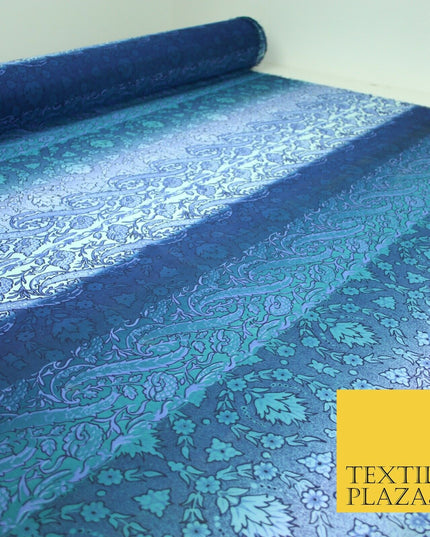 John Kaldor Blue Ombre Crinkle Shaded Panel Premium Georgette Dress Fabric 2632