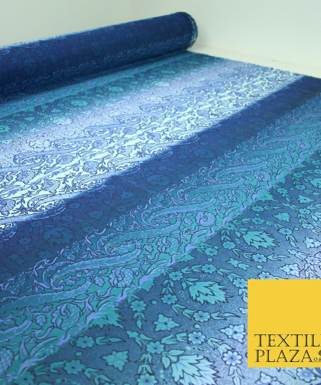 John Kaldor Blue Ombre Crinkle Shaded Panel Premium Georgette Dress Fabric 2632