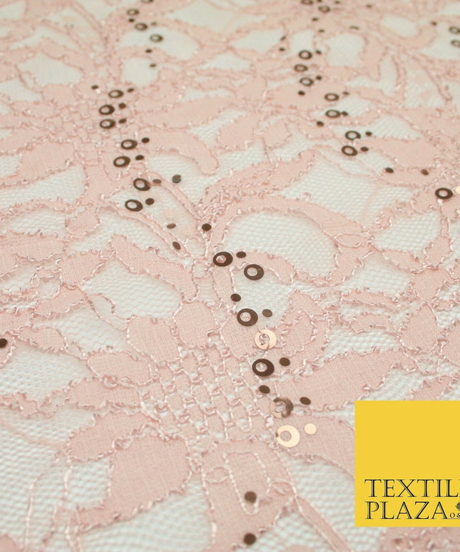 Luxury Floral Ring Sequin Net Corded Lace Bridal Dress Fabric Fashion Craft