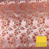 Luxury BLUSH ROSE Floral Satin Jacquard Fabric Fancy Waistcoats Jackets LA865
