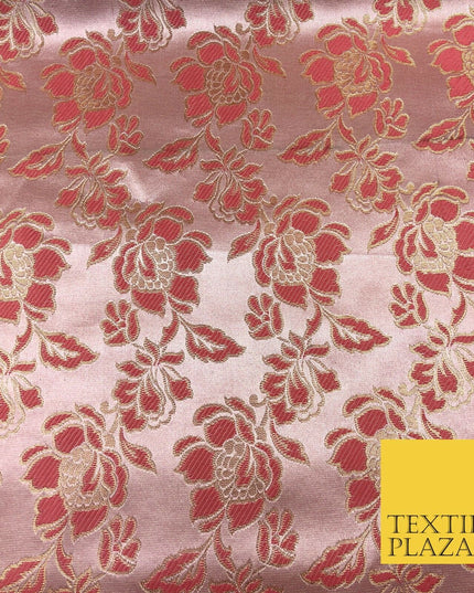 Luxury BLUSH ROSE Floral Satin Jacquard Fabric Fancy Waistcoats Jackets LA865