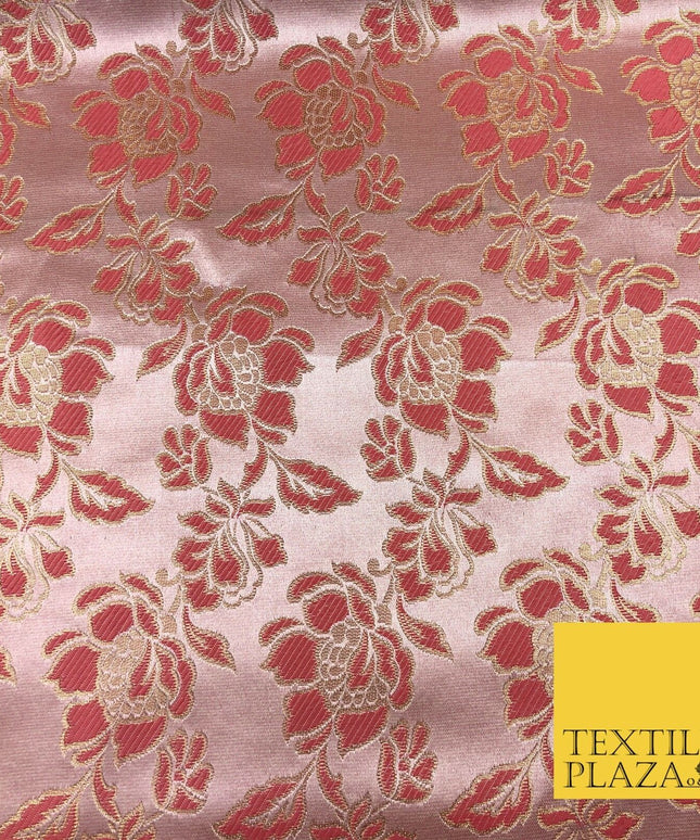 Luxury BLUSH ROSE Floral Satin Jacquard Fabric Fancy Waistcoats Jackets LA865