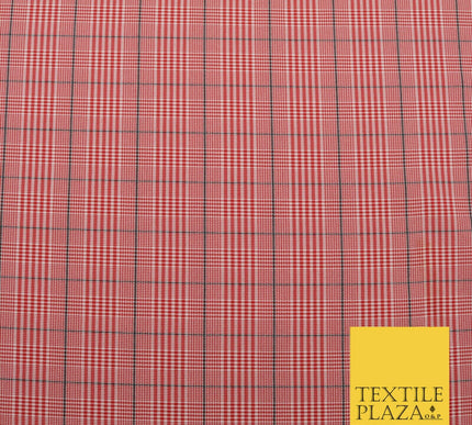 RED Dogtooth Classic Tartan Check Bi-Stretch Fabric Uniform Skirts Kilt 58" 1535