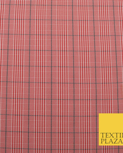 RED Dogtooth Classic Tartan Check Bi-Stretch Fabric Uniform Skirts Kilt 58" 1535