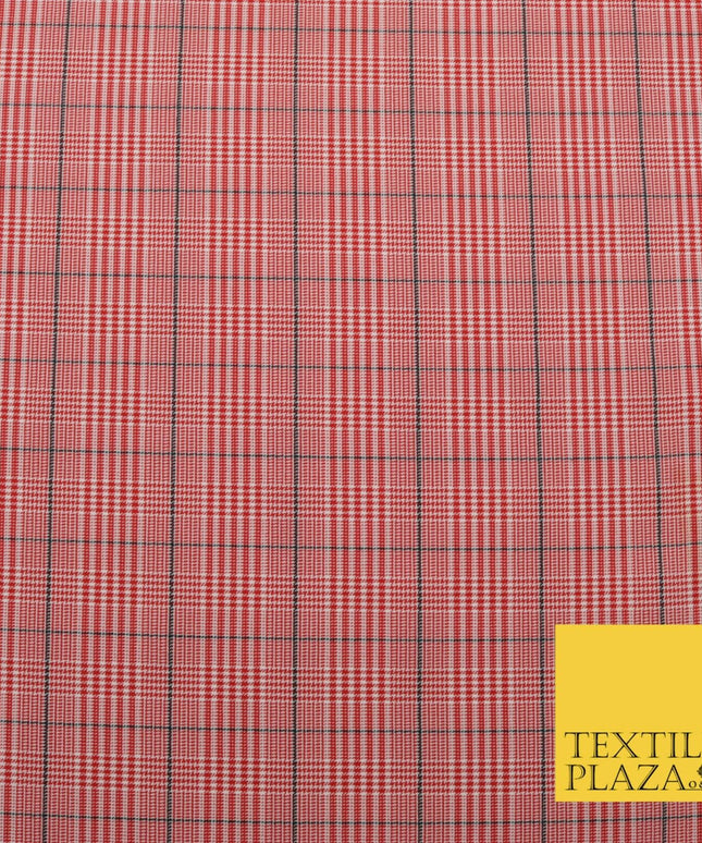 RED Dogtooth Classic Tartan Check Bi-Stretch Fabric Uniform Skirts Kilt 58" 1535