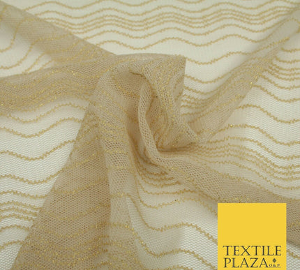 Glitter Shimmer Banded Waves Power Stretch Net Fabric Dress Sparkle Dancewear