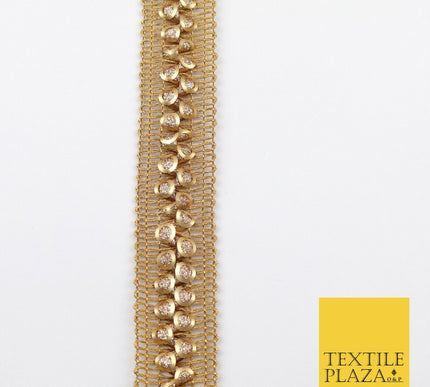 Gold 3D Twin Glitter Circles Trimming Border Ribbon Ethnic Trim Lace X282