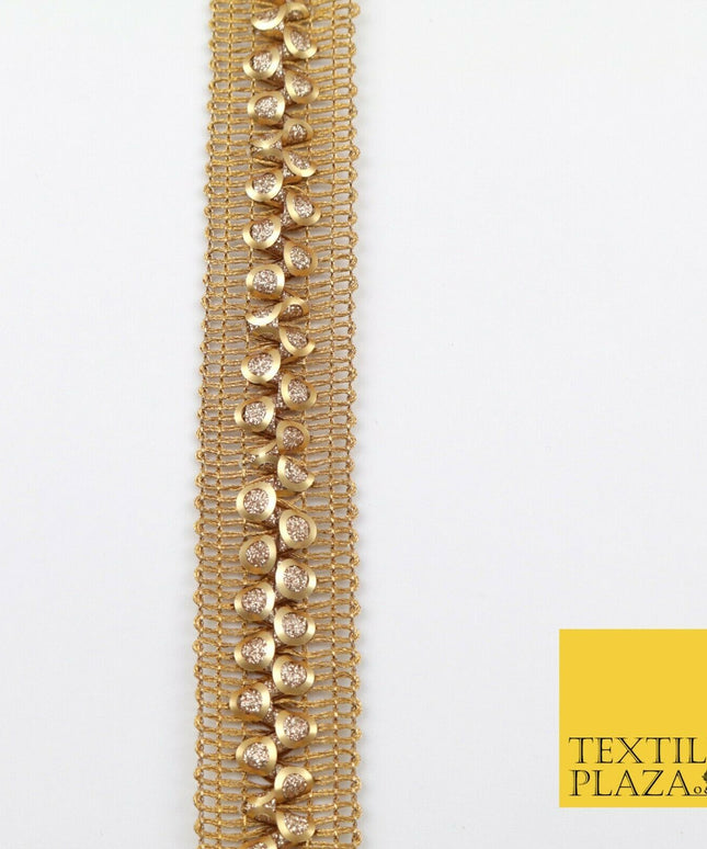 Gold 3D Twin Glitter Circles Trimming Border Ribbon Ethnic Trim Lace X282