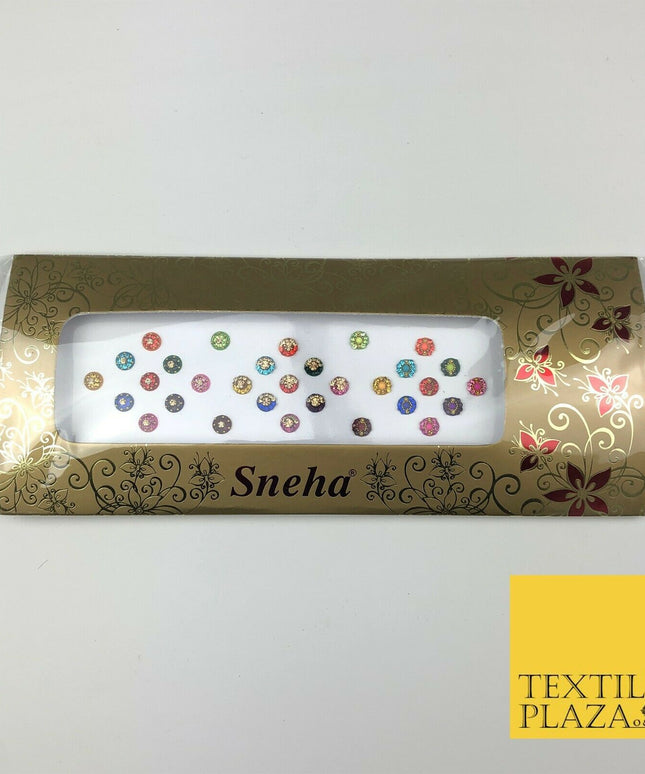 31 Small Fancy Stone Crystal Wedding Round Multi Bindi Body Sticker Tattoo - B9