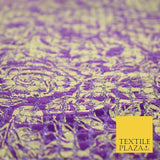 Purple Floral Print 5mm Sequin Hologram Stretch Fabric Shiny Dress Dance 2268