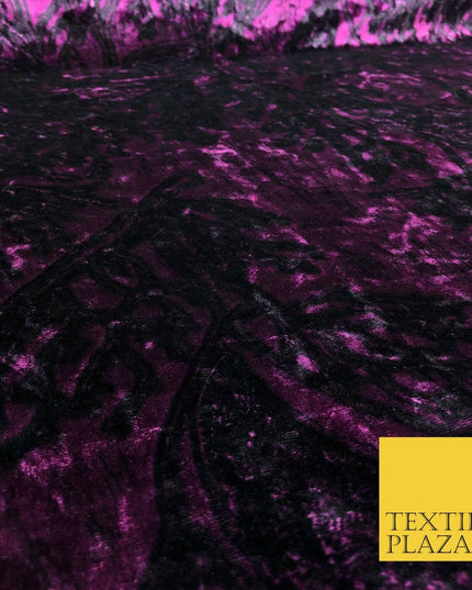 Purple Abstract Branch Leaves Printed Soft Velvet Dress Fabric Craft Q1309