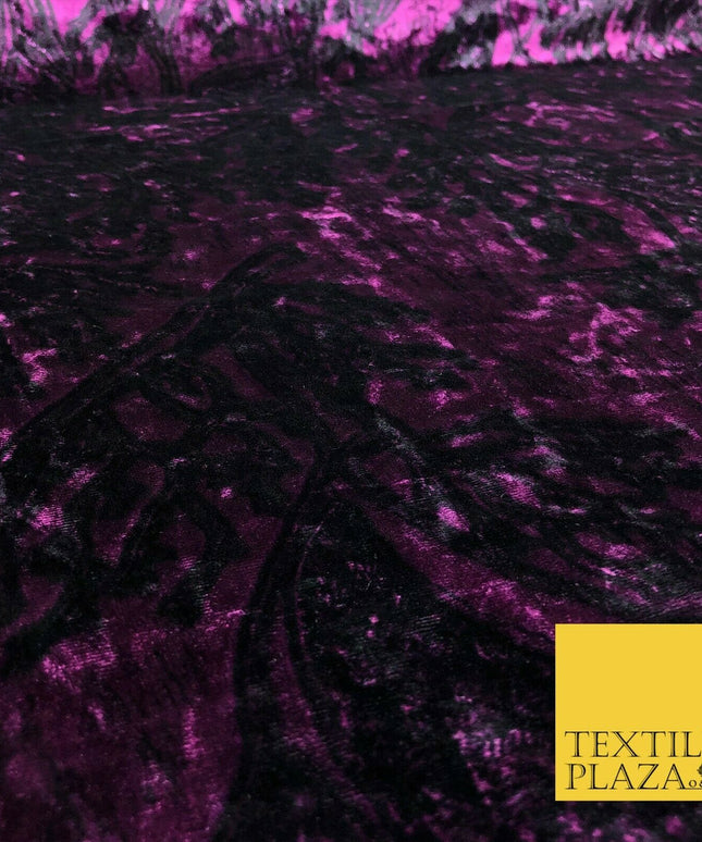 Purple Abstract Branch Leaves Printed Soft Velvet Dress Fabric Craft Q1309
