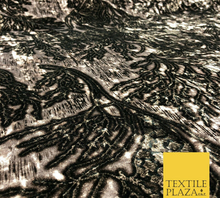 Beige Stone Abstract Branch Leaves Printed Soft Velvet Dress Fabric Craft Q1308