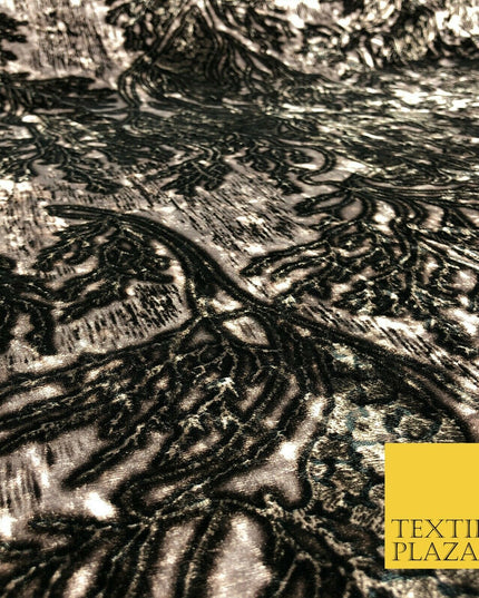 Beige Stone Abstract Branch Leaves Printed Soft Velvet Dress Fabric Craft Q1308