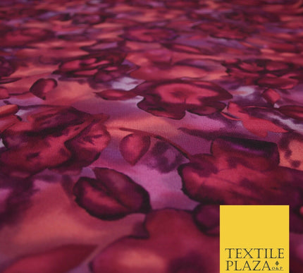 John Kaldor Abstract Watercolour Plum Floral Premium Georgette Dress Fabric 2629