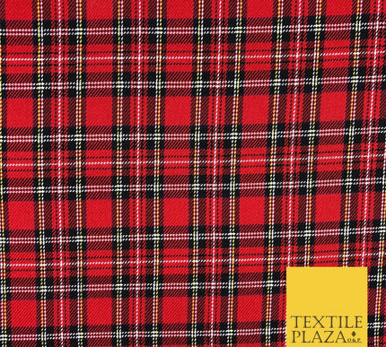 Royal Stewart RED TARTAN Polyester Viscose Fabric Material 58" Craft Dress Q962