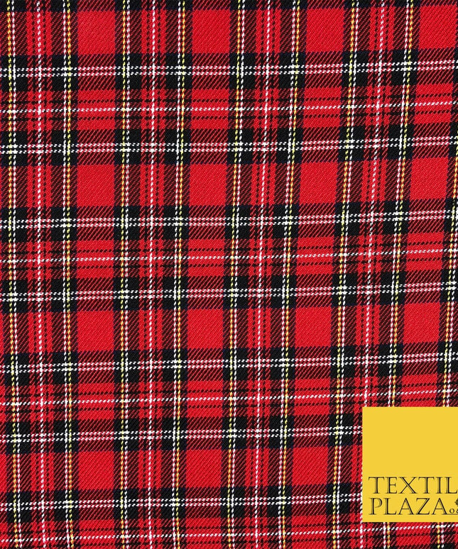 Royal Stewart RED TARTAN Polyester Viscose Fabric Material 58" Craft Dress Q962