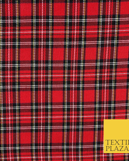 Royal Stewart RED TARTAN Polyester Viscose Fabric Material 58" Craft Dress Q962