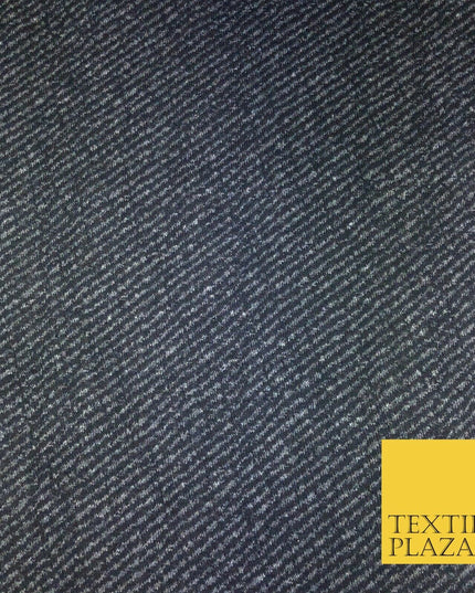 Navy Grey Animal Fine Stripe Premium Polyester Wool Fabric Soft Craft Dress Q969