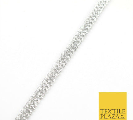 Silver Glitter Double Sequin Slim Trimming Border Ribbon Indian Ethnic Trim X289