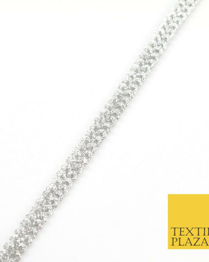 Silver Glitter Double Sequin Slim Trimming Border Ribbon Indian Ethnic Trim X289