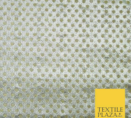 Silver Gold Circle Diamond Shimmer Metallic Foil Shiny LAME Banarsi Dress Fabric