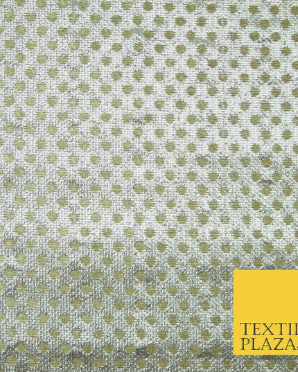 Silver Gold Circle Diamond Shimmer Metallic Foil Shiny LAME Banarsi Dress Fabric