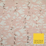 Luxury Floral Ring Sequin Net Corded Lace Bridal Dress Fabric Fashion Craft