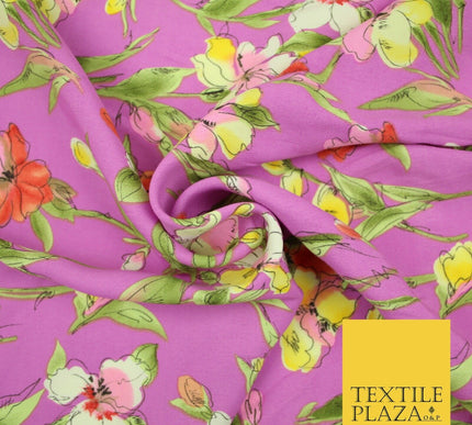 John Kaldor Baby Pink Large Floral Leafy Premium Georgette Dress Fabric 2630