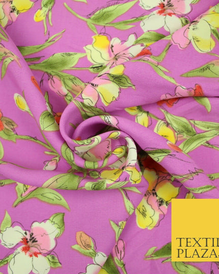 John Kaldor Baby Pink Large Floral Leafy Premium Georgette Dress Fabric 2630