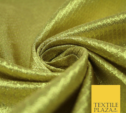 Gold Diamond Pattern Shimmer Metallic Foil Shiny LAME Banarsi Dress Fabric 2277