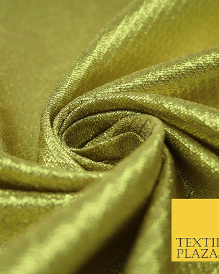Gold Diamond Pattern Shimmer Metallic Foil Shiny LAME Banarsi Dress Fabric 2277
