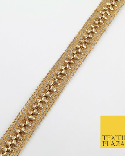 Gold 3D Twin Glitter Circles Trimming Border Ribbon Ethnic Trim Lace X282