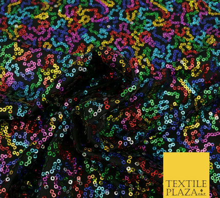 MULTICOLOUR Premium Sequin Dancewear Fabric Spandex Stretch Sparkle Dress 1539