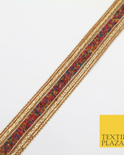Gold Colourful Beaded River Trimming Border Ribbon Ethnic Trim Lace X281