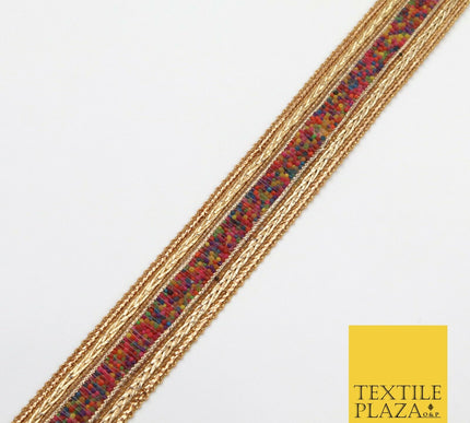 Gold Colourful Beaded River Trimming Border Ribbon Ethnic Trim Lace X281