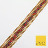 Gold Colourful Beaded River Trimming Border Ribbon Ethnic Trim Lace X281