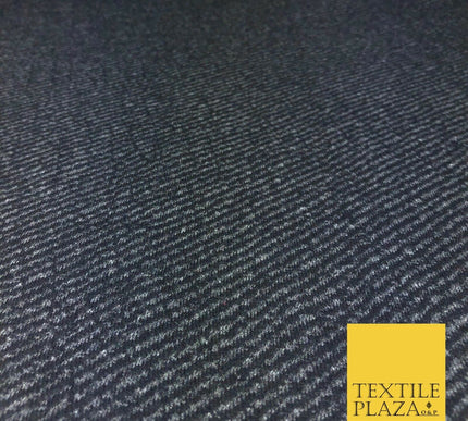 Navy Grey Animal Fine Stripe Premium Polyester Wool Fabric Soft Craft Dress Q969