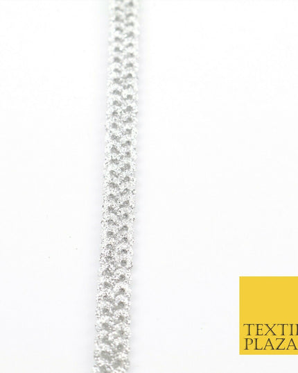 Silver Glitter Double Sequin Slim Trimming Border Ribbon Indian Ethnic Trim X289