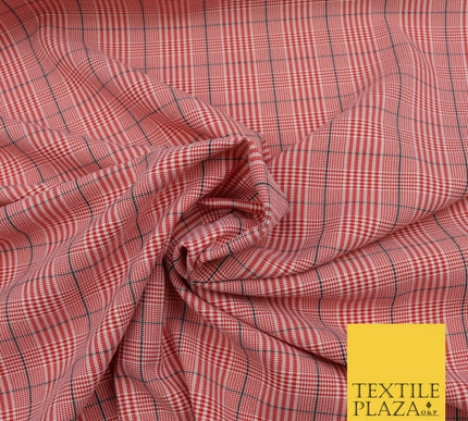 RED Dogtooth Classic Tartan Check Bi-Stretch Fabric Uniform Skirts Kilt 58" 1535