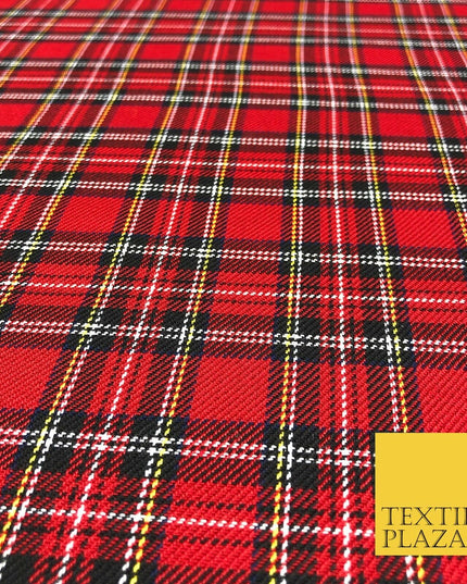 Royal Stewart RED TARTAN Polyester Viscose Fabric Material 58" Craft Dress Q962