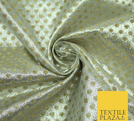 Silver Gold Circle Diamond Shimmer Metallic Foil Shiny LAME Banarsi Dress Fabric