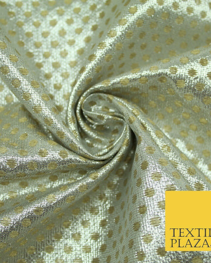 Silver Gold Circle Diamond Shimmer Metallic Foil Shiny LAME Banarsi Dress Fabric