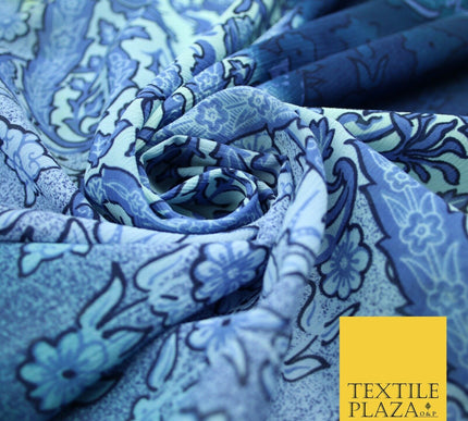 John Kaldor Blue Ombre Crinkle Shaded Panel Premium Georgette Dress Fabric 2632