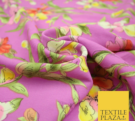 John Kaldor Baby Pink Large Floral Leafy Premium Georgette Dress Fabric 2630