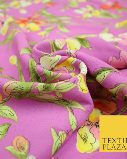 John Kaldor Baby Pink Large Floral Leafy Premium Georgette Dress Fabric 2630