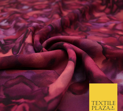 John Kaldor Abstract Watercolour Plum Floral Premium Georgette Dress Fabric 2629