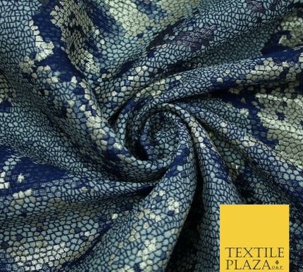 Navy Blue Pixel Beehive Snake Grid Metallic Brocade Jacquard Dress Fabric 2647