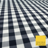 High Quality Ink Navy Blue Gingham Check TAFFETA SILK Fabric - Dress Craft 1528